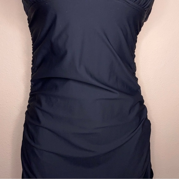 Medium Assets Spanx *READ LISTING Black Swim Cover Dress Ruffle Halter Fitted - Picture 5 of 16
